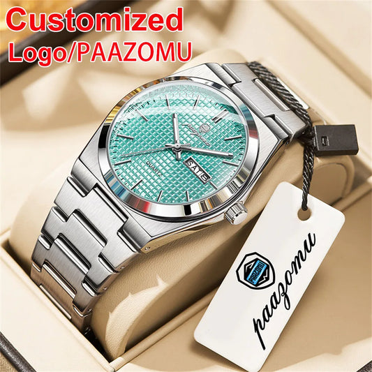 Customized Watch PAAZOMU Luxury Men Clock Fashion Luminous Waterproof Chronograph Date Watch For Man Quartz Men's Watches Reloj