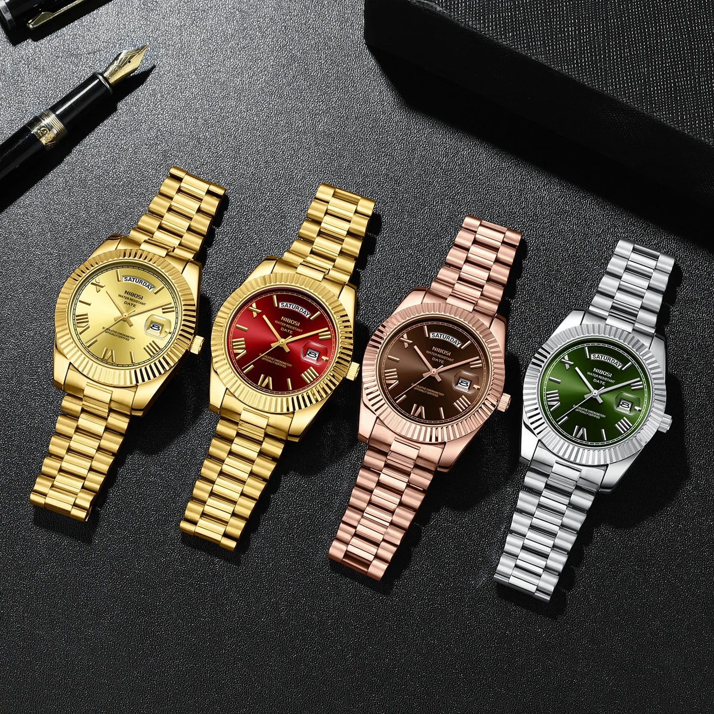 NIBOSI Brand Original Stainless Steel Quartz Watches For Men Luxury Date Display Luminous Fashion Men's Watch Relogios Masculino