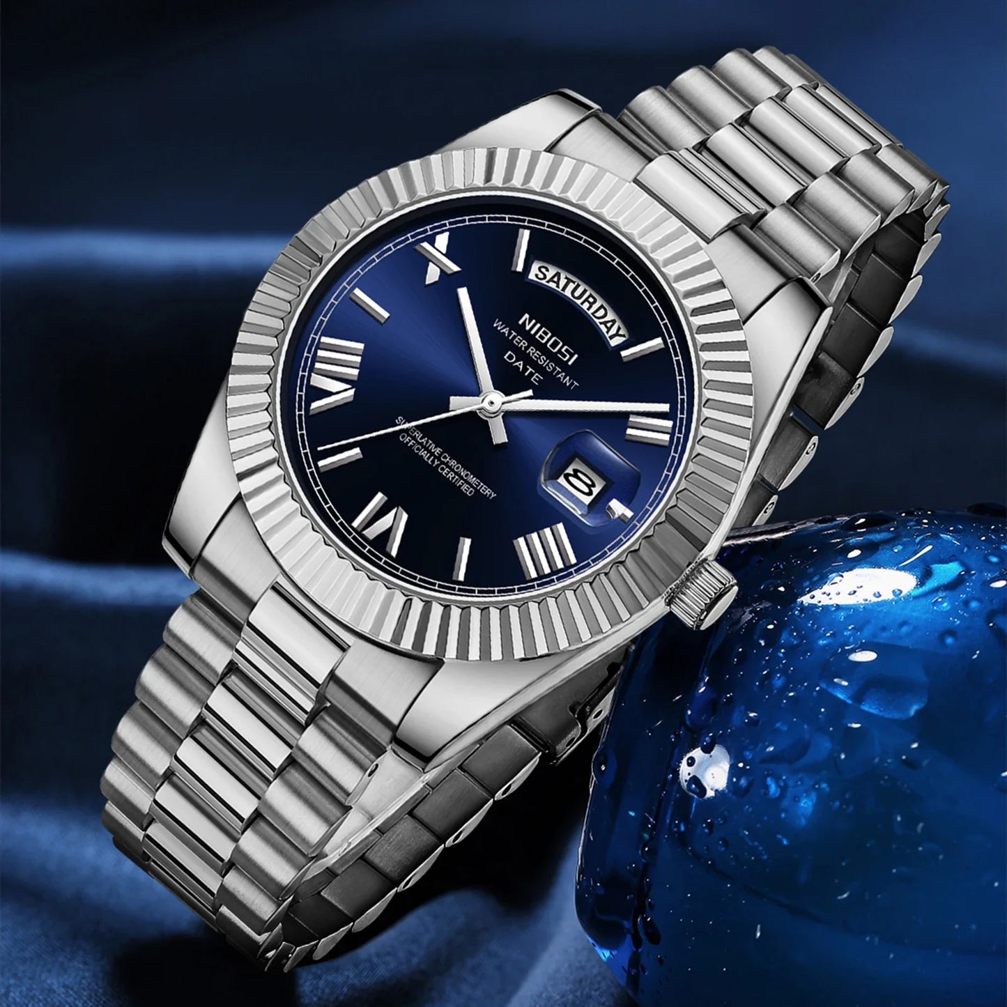 NIBOSI Brand Original Stainless Steel Quartz Watches For Men Luxury Date Display Luminous Fashion Men's Watch Relogios Masculino